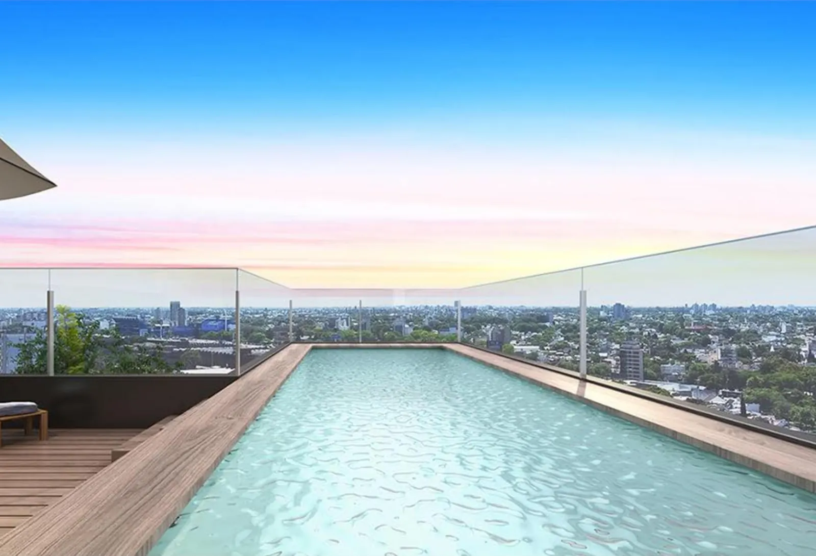Piscina panorámica en el nivel de amenities de RL70